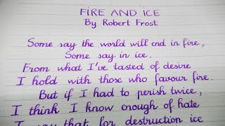 Neat And Clean Cursive Handwriting Famous Poem Fire And Ice With Fountain Pen screenshot 4