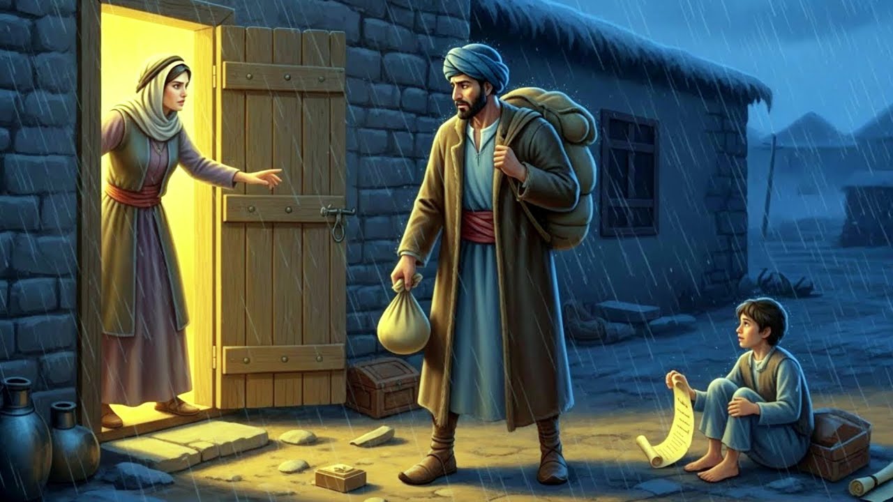 قصة الرجل الفقير الذي طردته زوجته… فستر يتيمًا في ليلة برد فصار أغنى رجل في القرية ❗