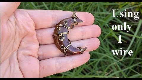 Wire Wrapped Simple Beginner Swirly Crescent Moon Cabochon Tutorial using one round wire