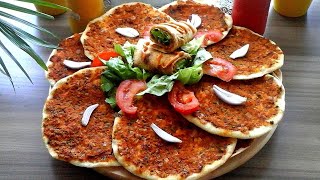 طريقة عمل البيتزا التركية الرائعة وشهية (lahmacun) turkich pizza لحم بالعجين مبسط وسهلة التحضير