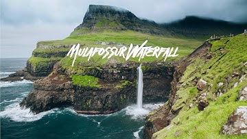 MÚLAFOSSUR WATERFALL | Faroe Islands by Drone in 4K - DJI Mavic Air 2
