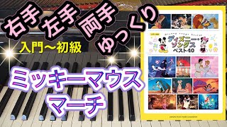 ミッキーマウス・マーチ【ピアノ簡単】【ピアノ初心者】【譜読用ゆっくり】【ピアノ独学】