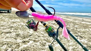 PESCA de PLAYA con CAMARÓN ARTIFICIAL || pescando PARGOS en BAJA CALIFORNIA SUR.