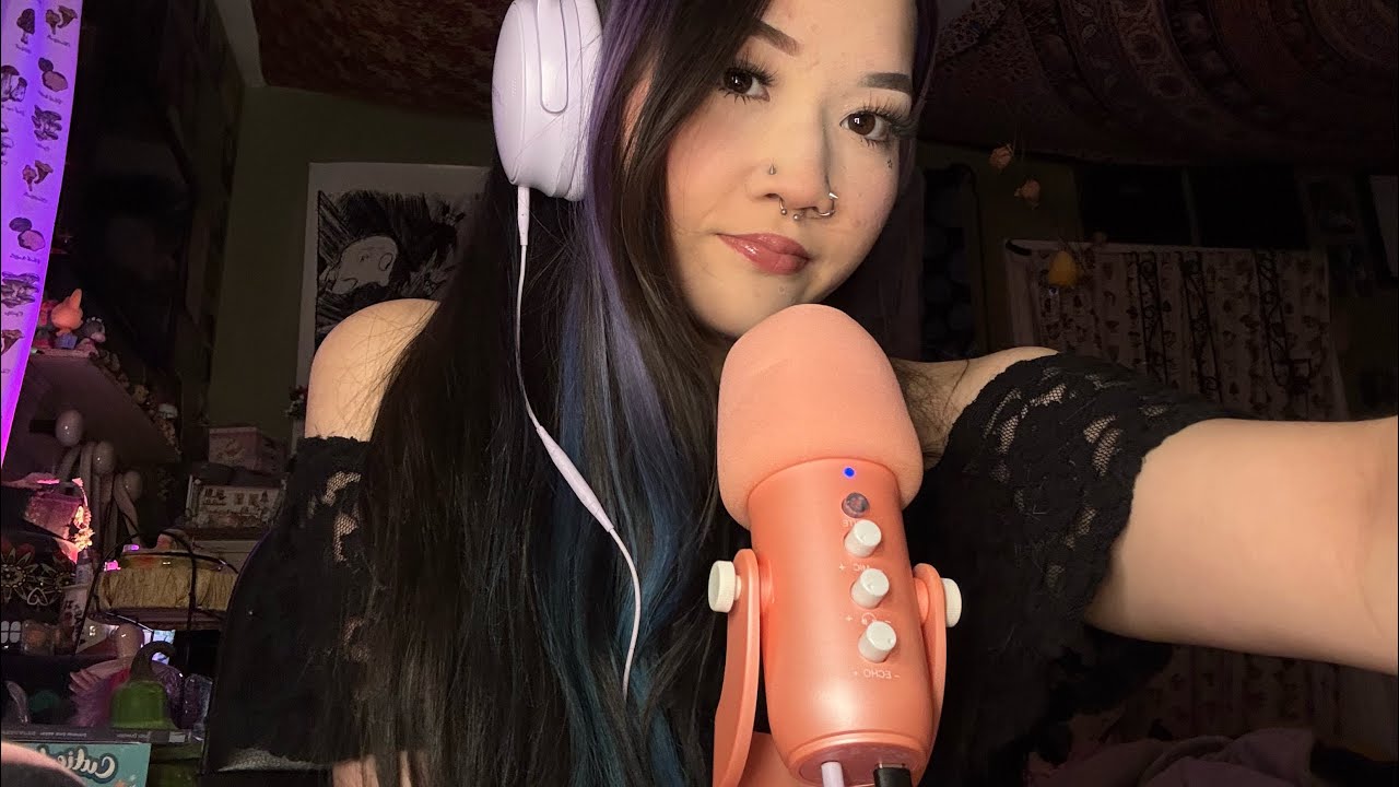 my first asmr video 🤍 (up close whispers, mic touching, finger flutters,etc..)