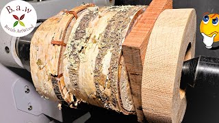 wood turning -this log hides something from us🤔