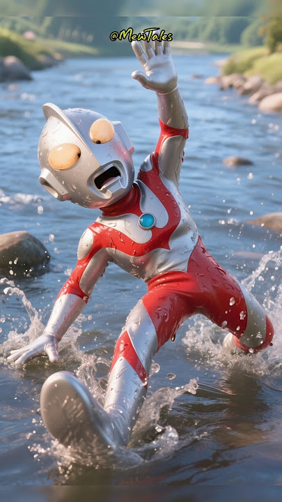 Ultraman jatuh di sungai ๐๐ฅ #cat #funny #cartoon