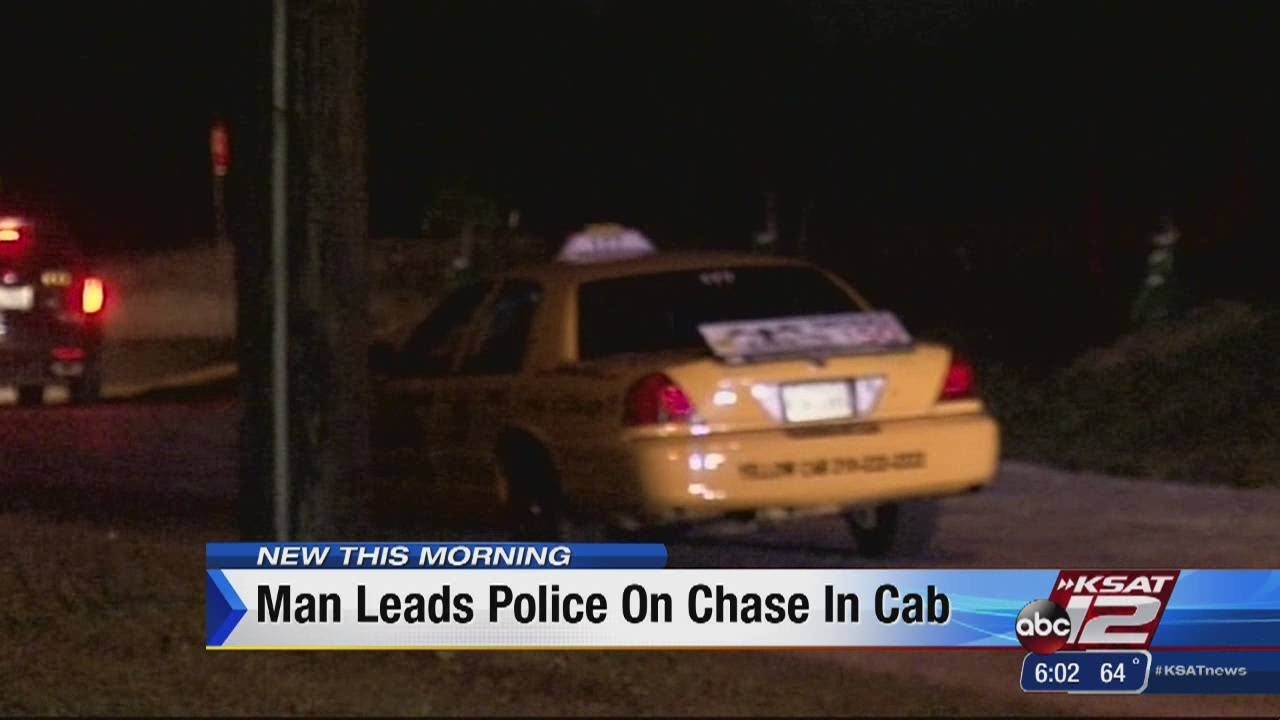 Man leads chase in stolen taxi - YouTube