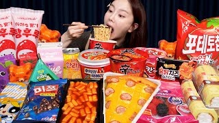 [Mukbang ASMR] Korean Convenience Store Food 🤍 Spicy Ramen Cheese Pizza Desserts Tanghulu Ssoyoung