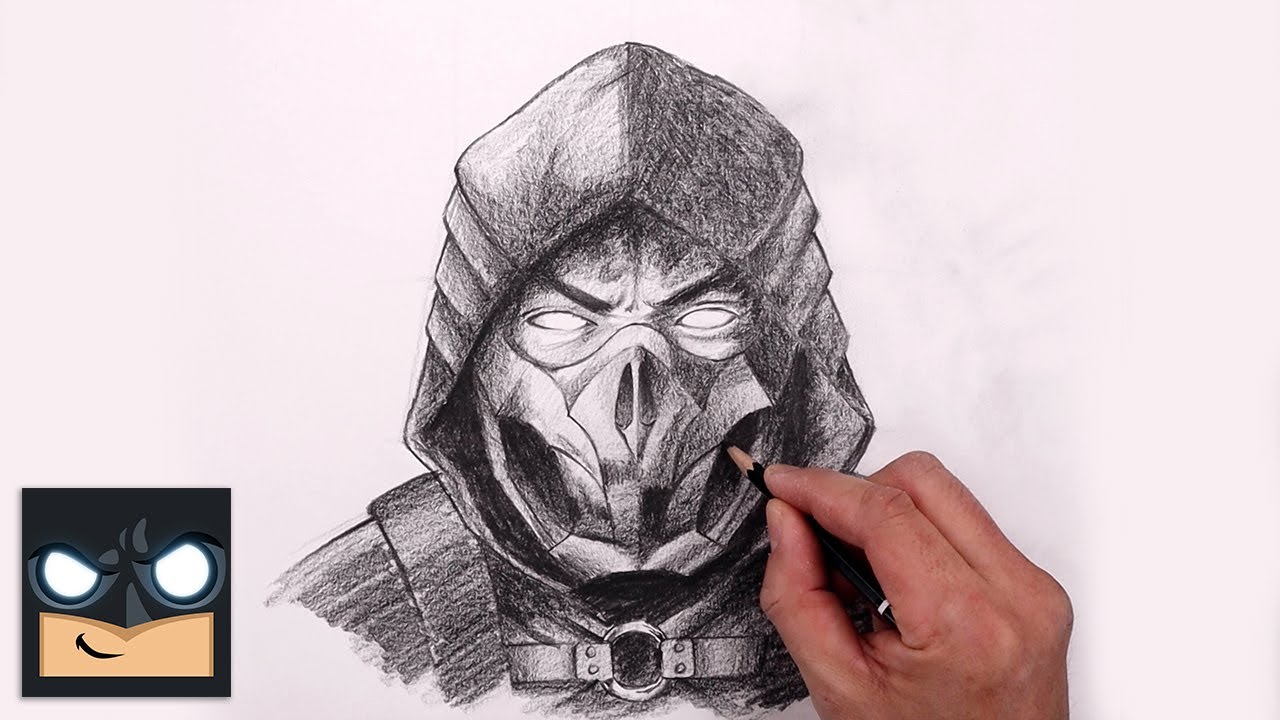 How To Draw Scorpion  Mortal Kombat Sketch Tutorial  YouTube