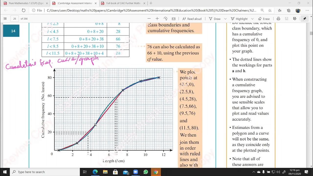 How to Draw a Cumulative Frequency Curve/Graph? A Level Maths P 5 ...