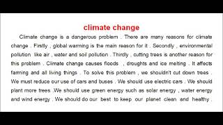 paragraph about climate change براجراف عن تغير المناخ للصف الثاني الاعدادي الترم الأول