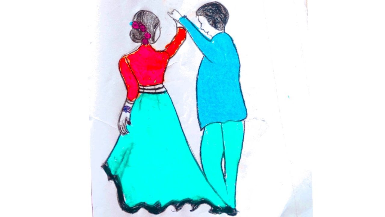 How to Draw a Cute Couple Dancing Step By Step | How to Draw Romantic ...