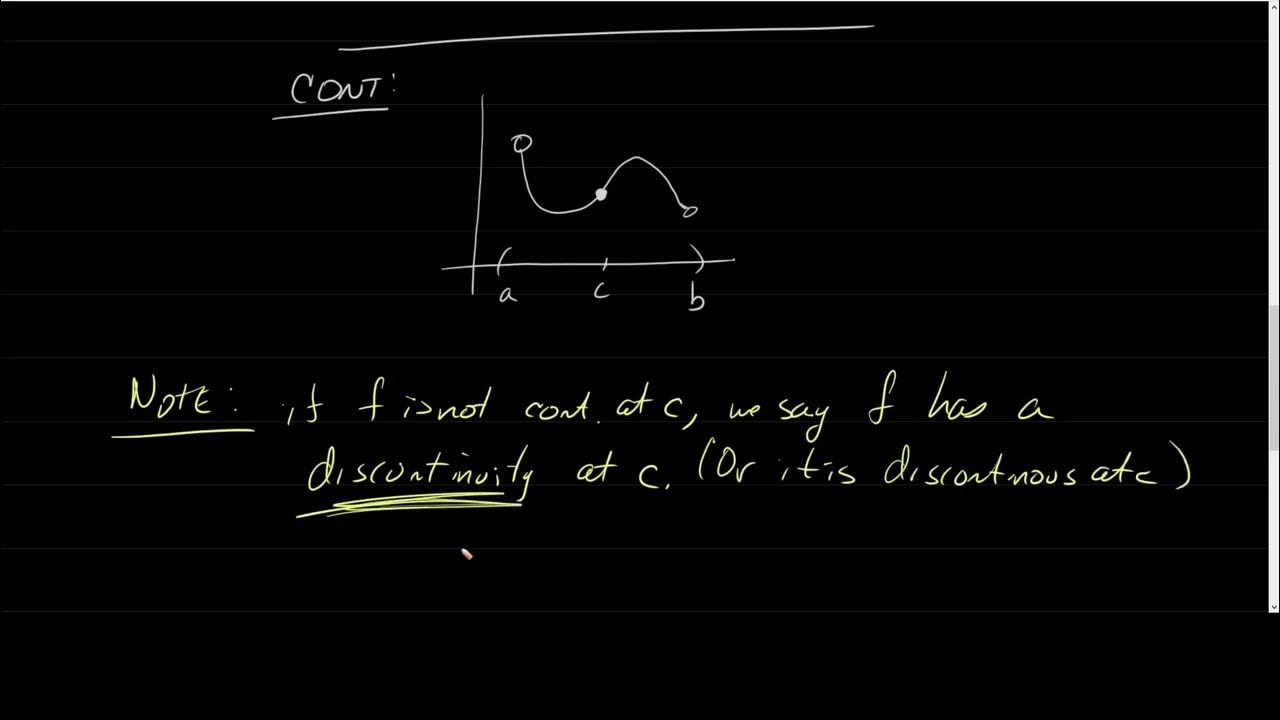 Calc 1 2.4 Continuity and One Sided Limits YouTube