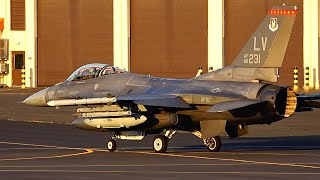 At Sunset Powerful Arrivals Dominate The Horizon F16Kc-135 Lajes Azores