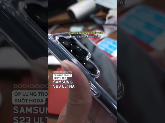 Ốp lưng Samsung Galaxy S23 Ultra Hoda Crystal Pro chống sốc lưng kính trong cao cấp