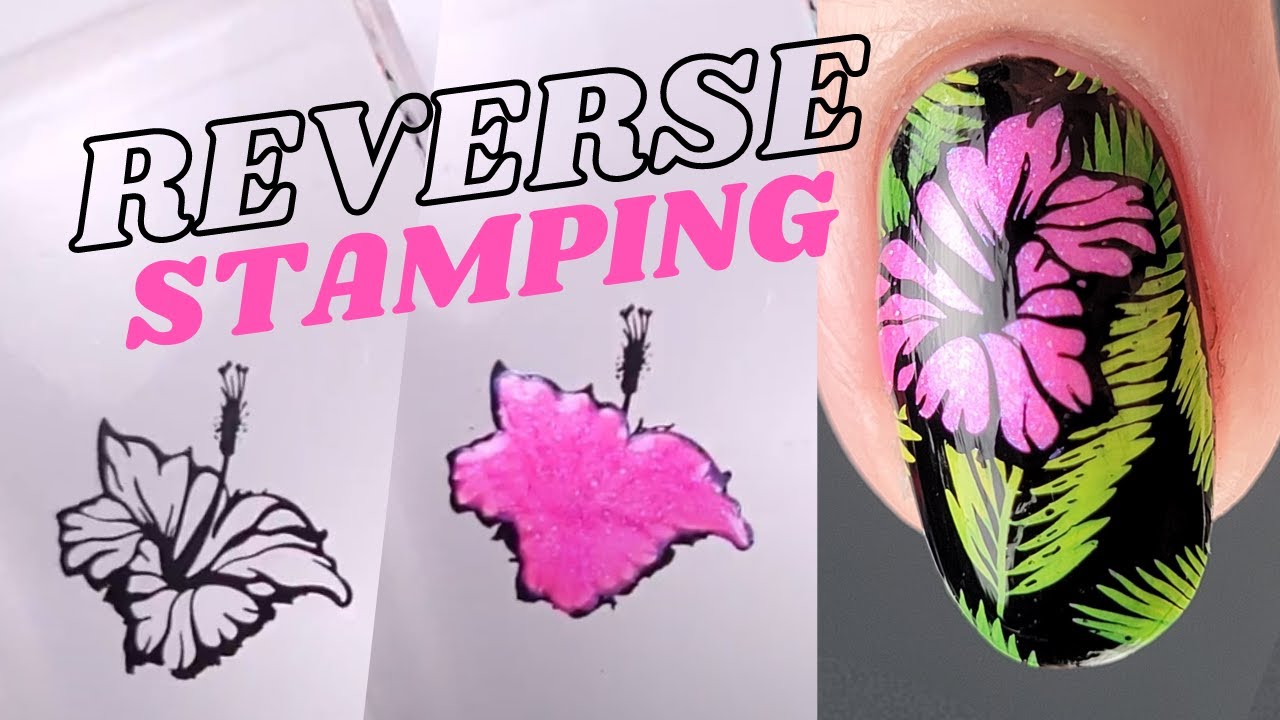 Reverse nail stamping | Advanced stamping + Hawaiian shirt nail art
