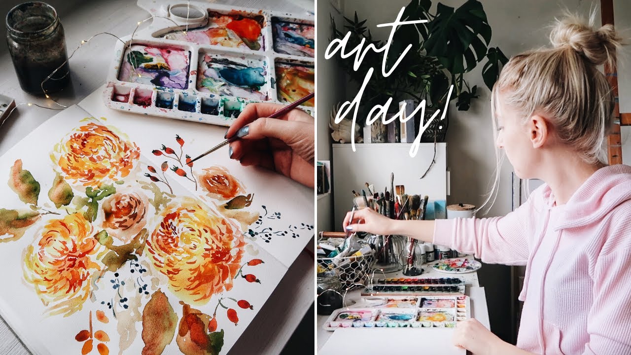 Watercolor Florals ðŋ Sketchbook Day