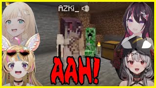 Chloe the creeper magnet - AZKi, Iroha, Polka and Chloes first explosive night in Hardcore Minecraft