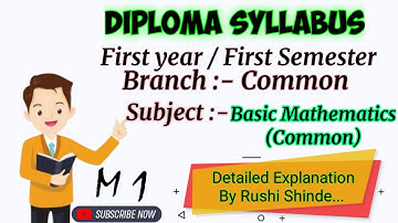 Basic Mathematics (Common) Syllabus With Marks Distribution | 1ST Semester | Diploma | MSBTE |