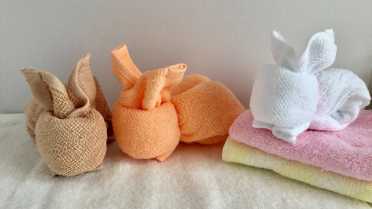 おしぼりで作るウサギ Bunny Made With A Towel Youtube