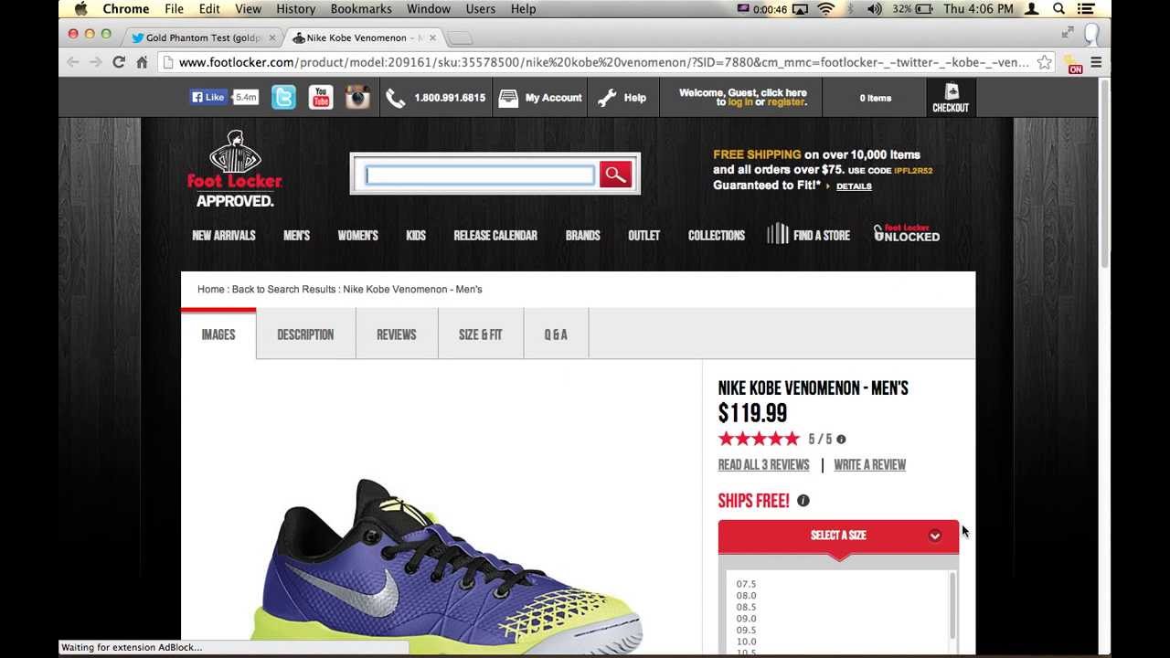Gold Phantom Link Sniper Full Version 7.1 for Nike.com, Footlocker, Eastbay, etc.