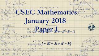 Mathematics January 2018 Paper 1