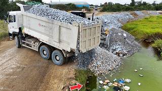 Information Impressive Quick Task !! fill Stone delete Lowland by skillful Team DumpTruck & Powerful Dozer Update