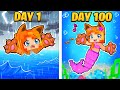 I Survived 100 DAYS as a MERMAID KITTEN in Minecraft!