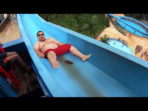 he pooped on the water slide..