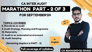 CA INTER AUDITING MARATHON PART - 2 0f 3 (IN ENGLISH) | For May 2024 | CA Mahamood Shaik