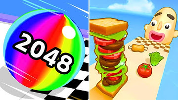 Sandwich Runner vs Ball Run 2048: merge number, Gameplay Walkthrough Mobile Game — iOS & Android
