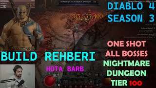 Diablo 4 Sezon 3 - Hota Barbarian - Herşeye tek atan milyon vuran BOZUK build - TIER 100 NM