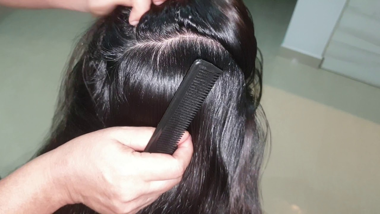 Hair parting, scalp check for flakes, hair braiding - [ASMR]