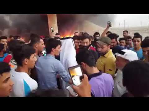 وقف الشيخ ضرغام المالكي مع اهالي قضاء القرنة البصرة مظاهرات اليوم تحت جسر المعلق الشرش