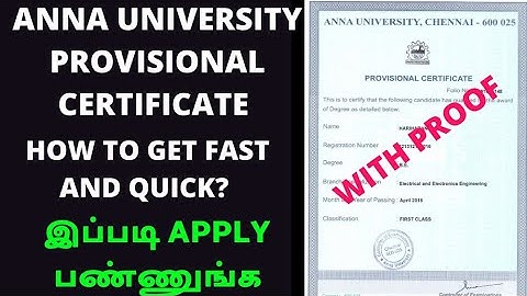 Anna university provisional certificate | How to get fast | apply method | full details