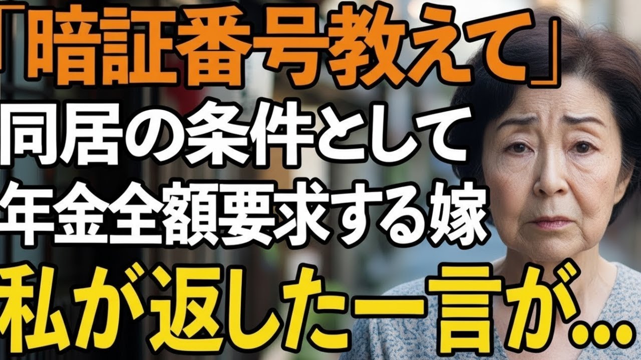 同居1週間で年金口座の暗証番号を要求する嫁「嫌なら出ていって」次の瞬間、私が返した衝撃の一言は？【60代以上の方へシニアライフ】