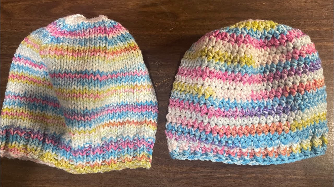 Knitting vs Crochet with Variegated Yarn 