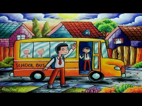  Cara  Menggambar Anak Naik Bus Sekolah  YouTube