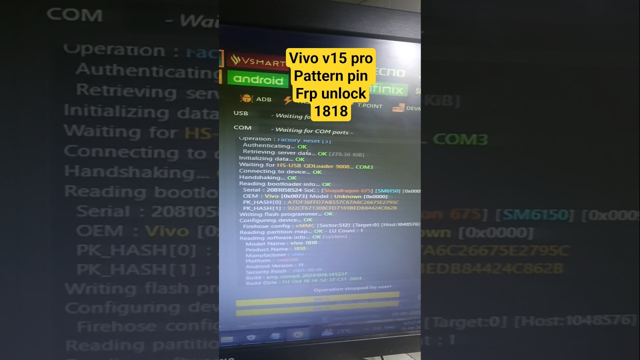 Vivo V15 pro Pattern unlock | ViVo 1818 pin FRP unlock by unlock tool 2025