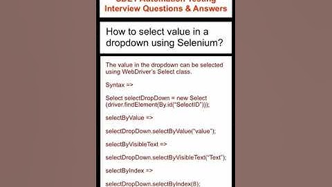 How to select a value in a Dropdown using Selenium? SDET Automation Testing Interview