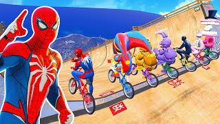 GTA V SPIDERMAN, FNAF, POPPY PLAYTIME CHAPTER 3 - Epic New Stunt Race For Car Racing by Trevor