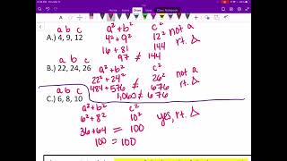 Pythagorean theorem converse notes