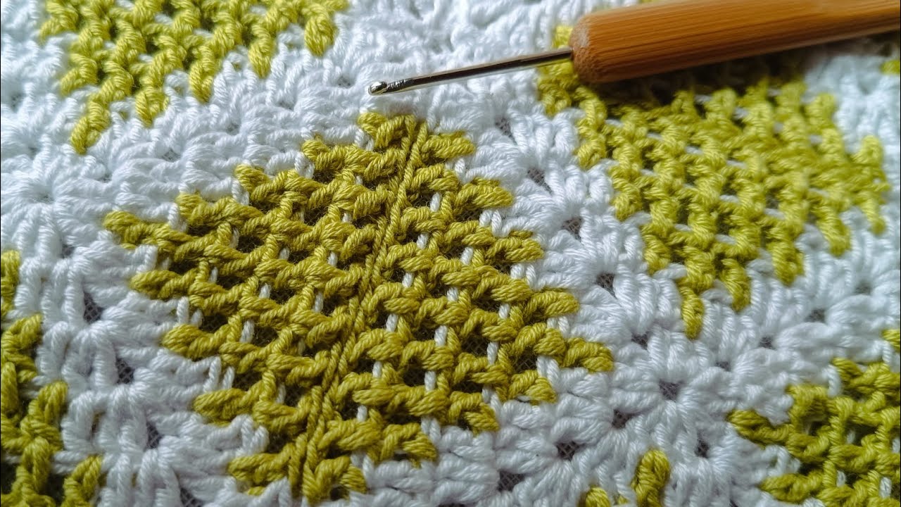 Jacquard Crochet Pattern With Openwork In A Square Style - it looks fantastic!