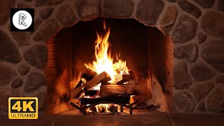 Crackling Fireplace, Fire Burning w/ Snowstorm &amp; Howling Winds Outside | Relaxing Nature Sounds