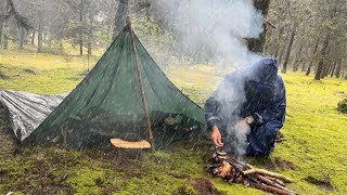 SOLO CAMPING in HEAVY RAIN | RELAXING UNDER the TENT | ASMR