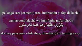 Holy Quran [12:105-108 Surat Yusuf] with Romanian & English translation. Arabic transliteration.