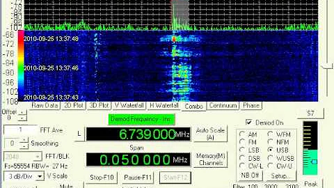Skyking transmission, 6739 kHz, September 25, 2010, 1337 UTC