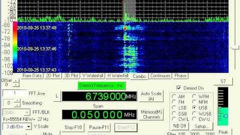 Skyking transmission, 6739 kHz, September 25, 2010, 1337 UTC