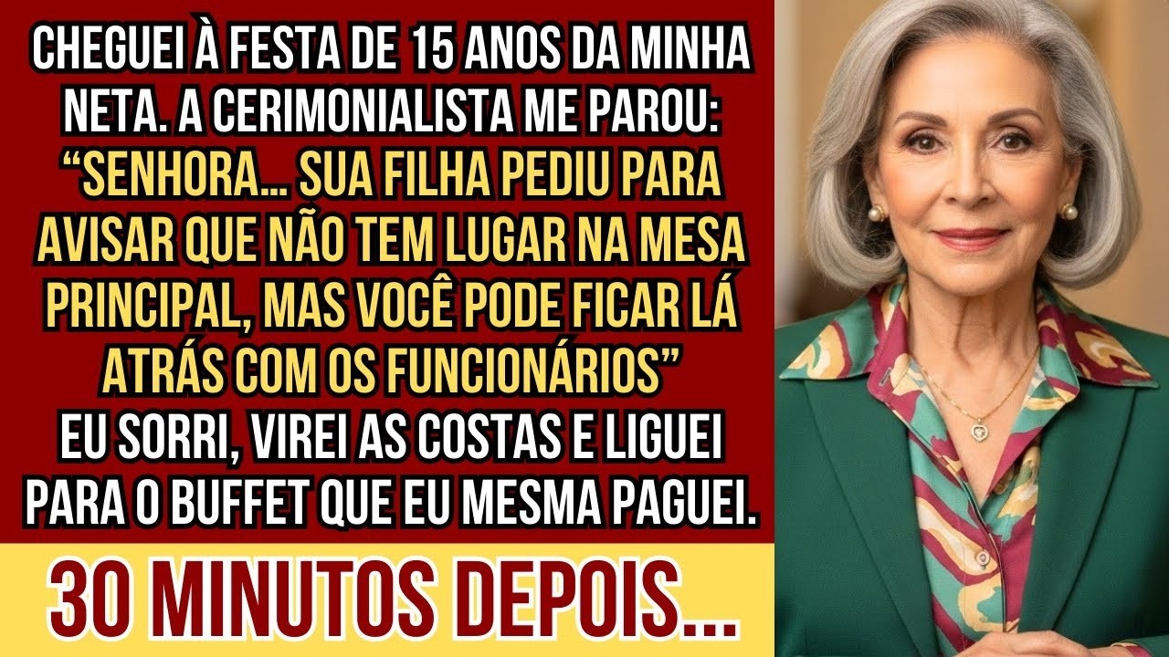 Na festa de 15 anos da minha neta, minha filha me mandou sentar com os garçons… 30 minutos depois…