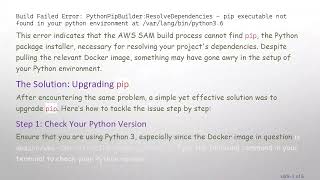 Resolving the pip executable not found Error in AWS SAM Deployment with Python